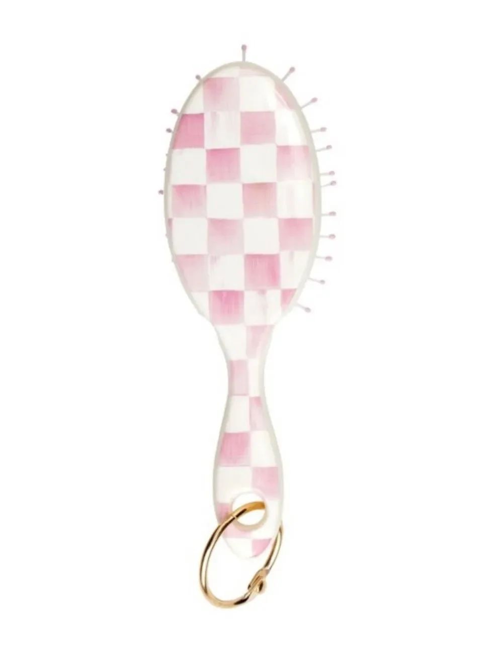 Wet brush x Mackenzie-Childs Keychain Detangler Brush White Pink Rosy Check